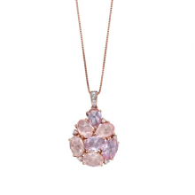 ROSE QUARTZ AMETHYST DIAMOND NECKLACE
